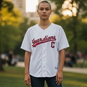 Cleveland Guardians MLB Baseball Jersey White Red Short Sleeve Small True Fan‎
